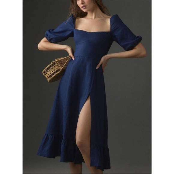 Reformation Belgium Linen Dress Danube Size 4 NEW - Picture 5 of 16